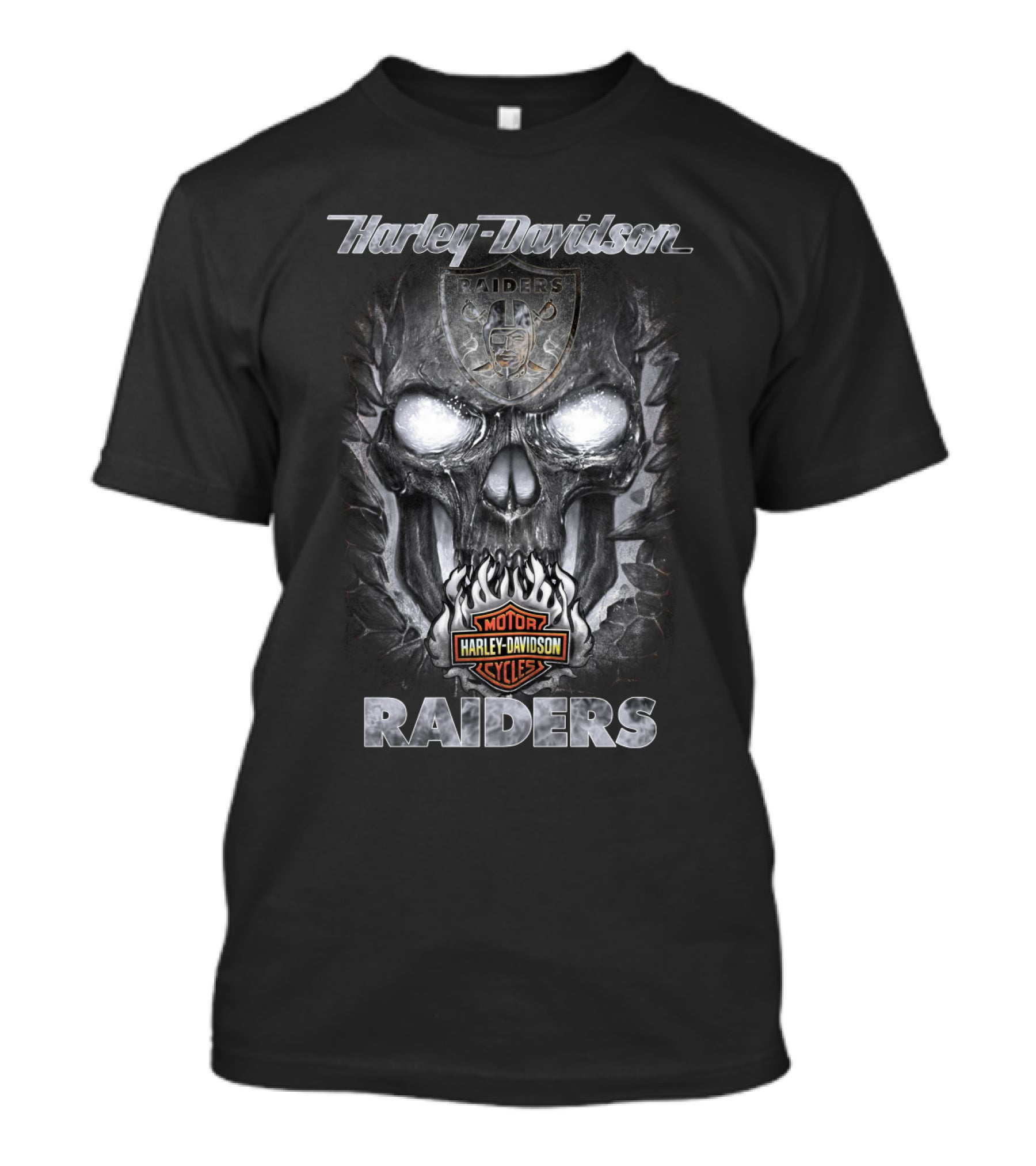 Harley Davidson Raiders Motor Cycles Skull T-Shirt