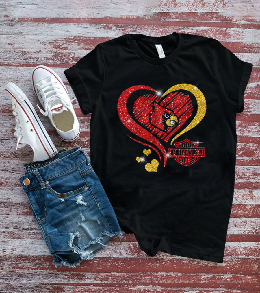 Harley Davidson Heart Louisville Cardinals T-Shirt