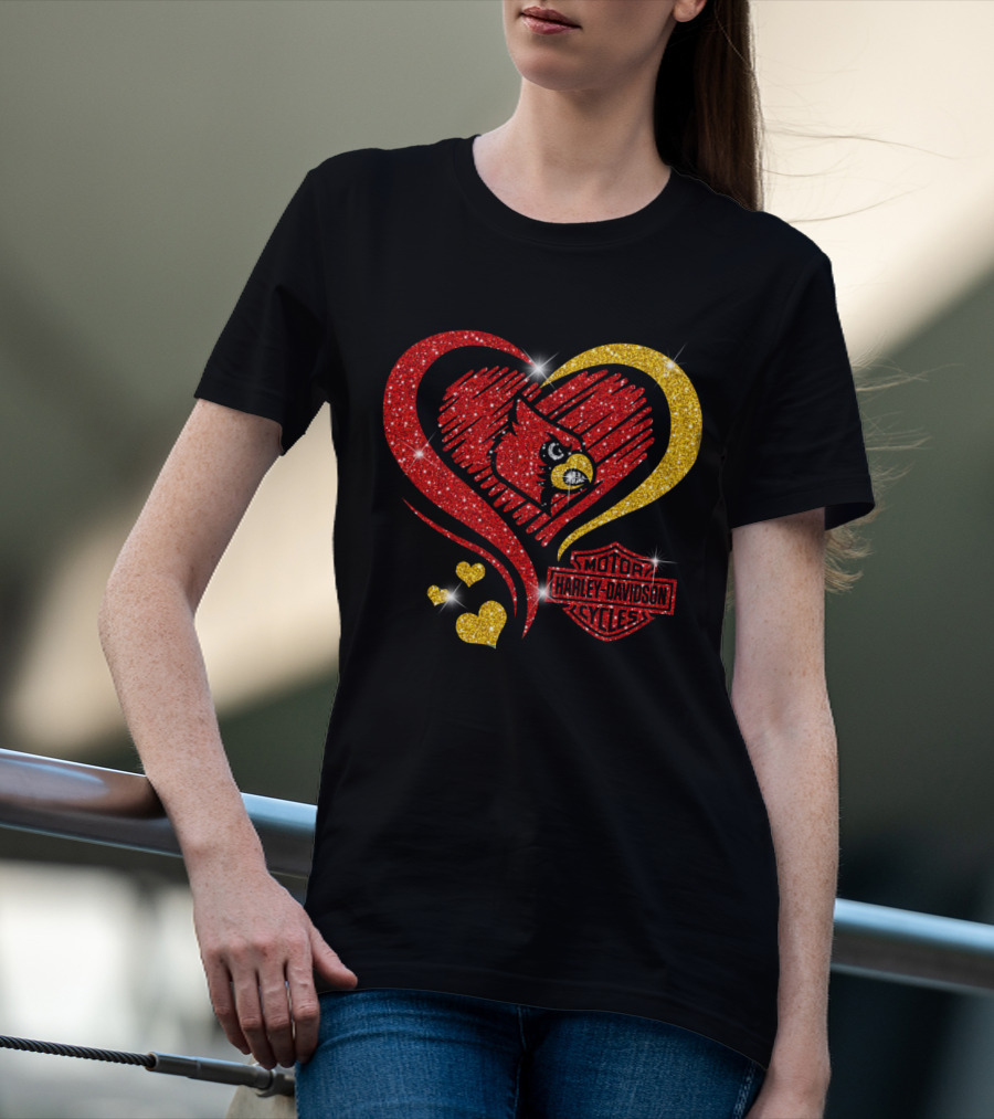 Harley Davidson Heart Louisville Cardinals T-Shirt