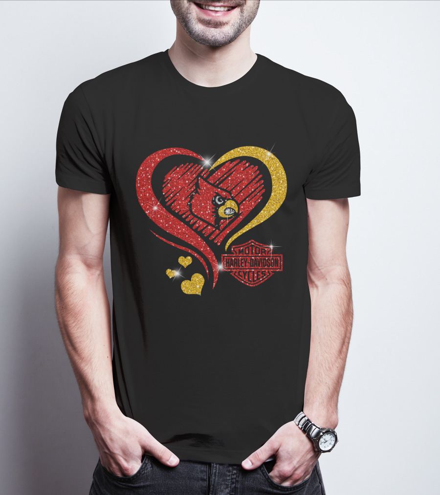 Harley Davidson Heart Louisville Cardinals T-Shirt