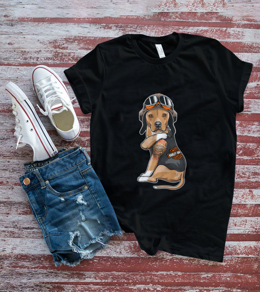 Hd Tatoo American Staffordshire Motocycle Harley Davidson T-Shirt