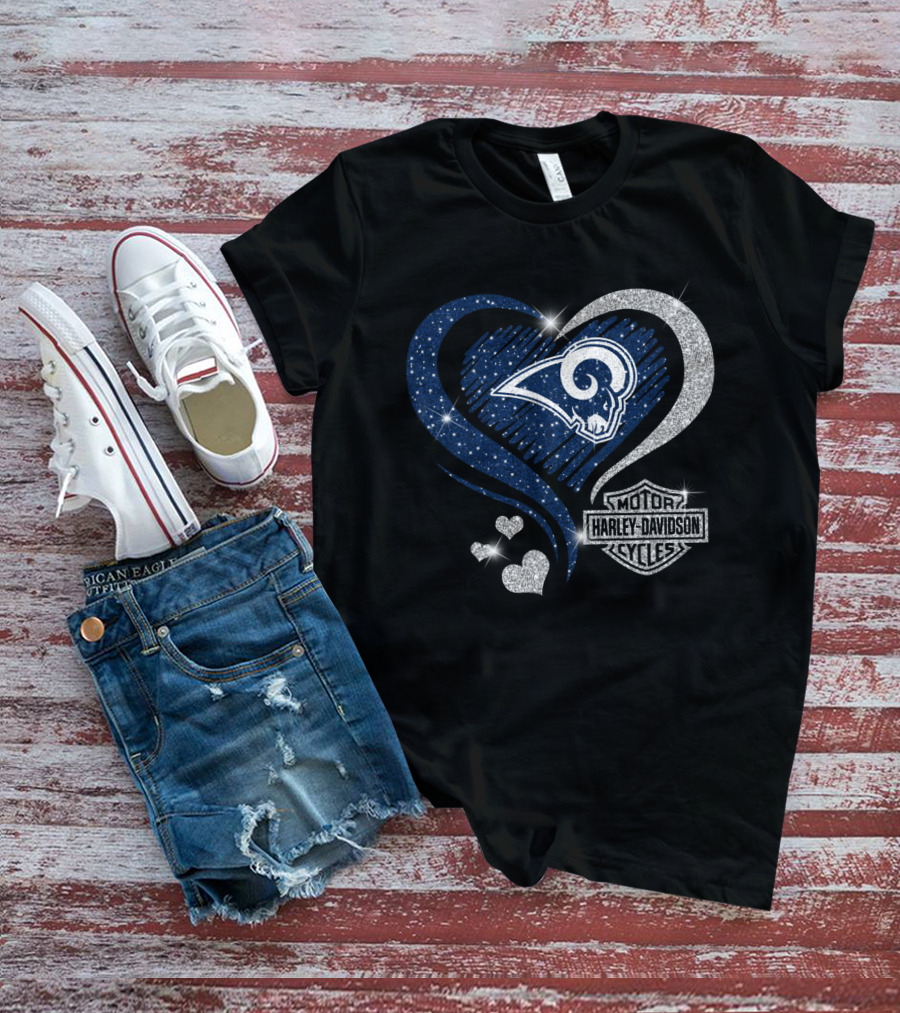 Harley Davidson Los Angeles Rams Heart Motif T-Shirt