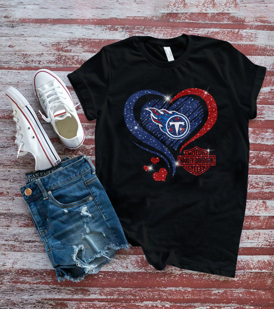 Tennessee Titans Harley Davidson Heart T-Shirt