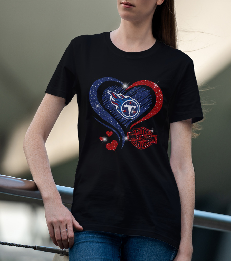 Tennessee Titans Harley Davidson Heart T-Shirt