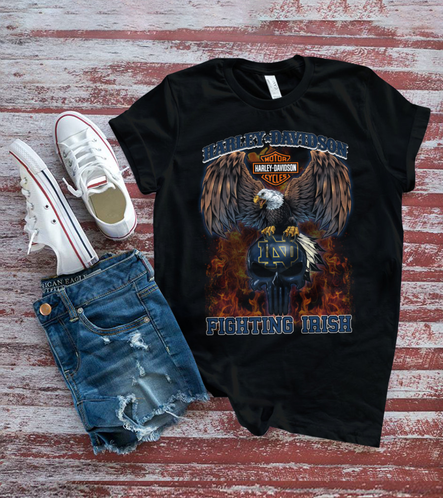 Harley Davidson Motorcycles Eagle Notre Dame Fighting Irish T-Shirt