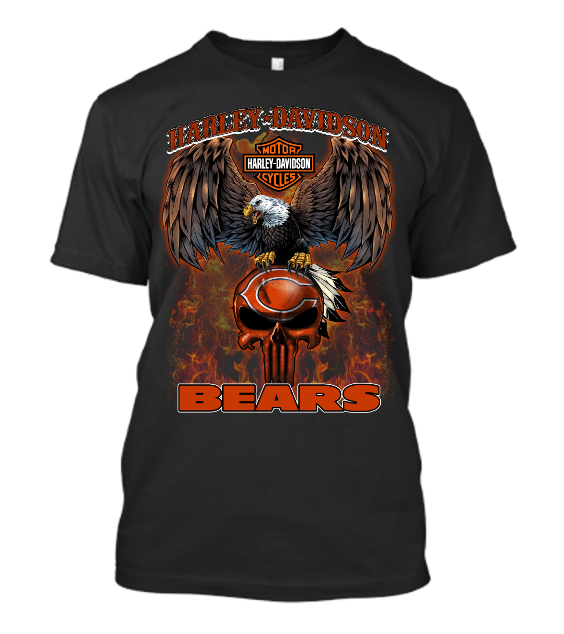 Harley Davidson Motor Cycles Eagle Chicago Bears T-Shirt