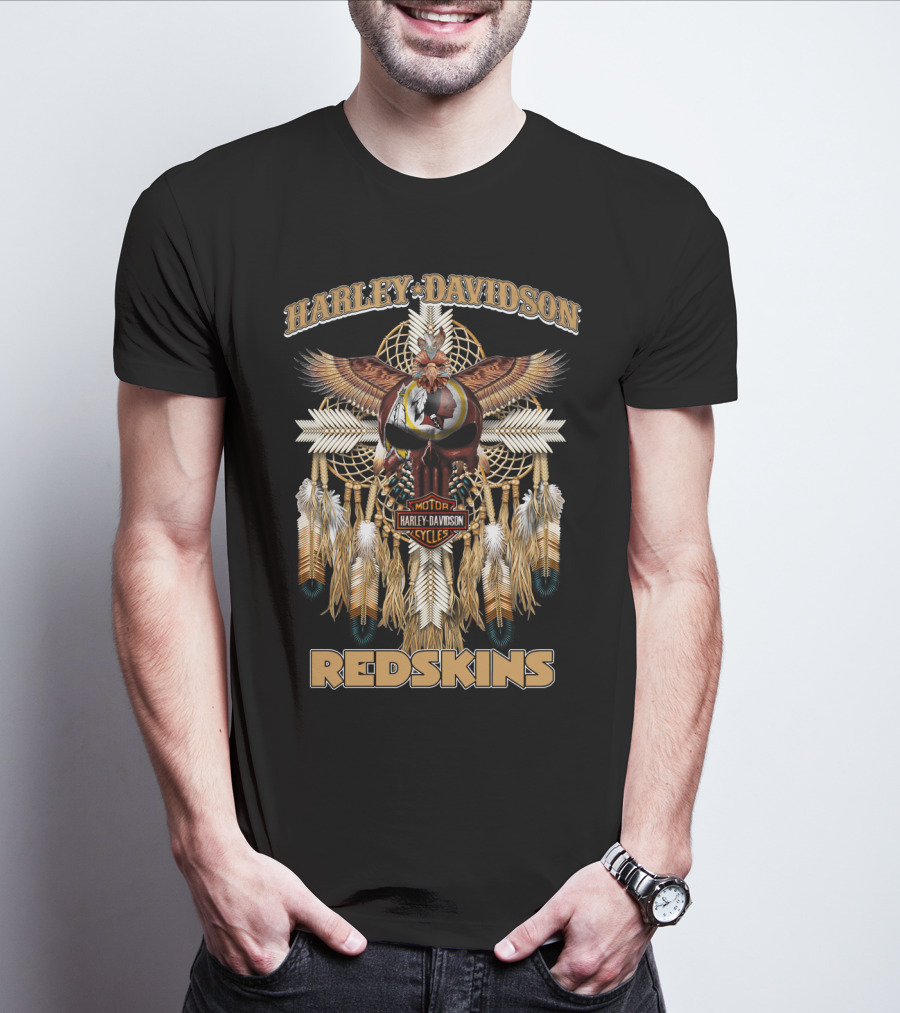 Harley Davidson Redskins Native Style Motif T-Shirt