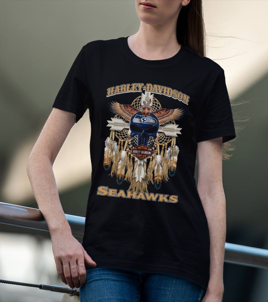 Harley Davidson Seahawks Motorcycles Dreamcatcher T-Shirt
