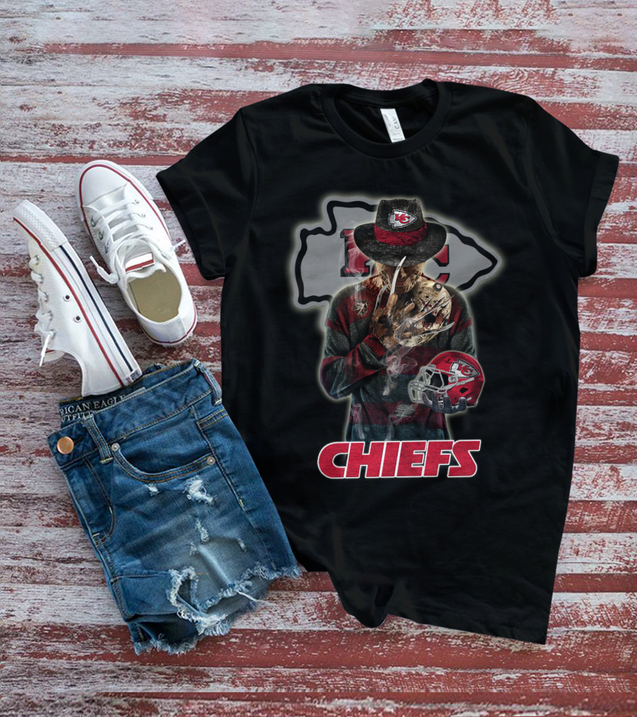 M2 Jason Voorhees Kansas City Chiefs Freddy Krueger Crossover Chiefs T-Shirt