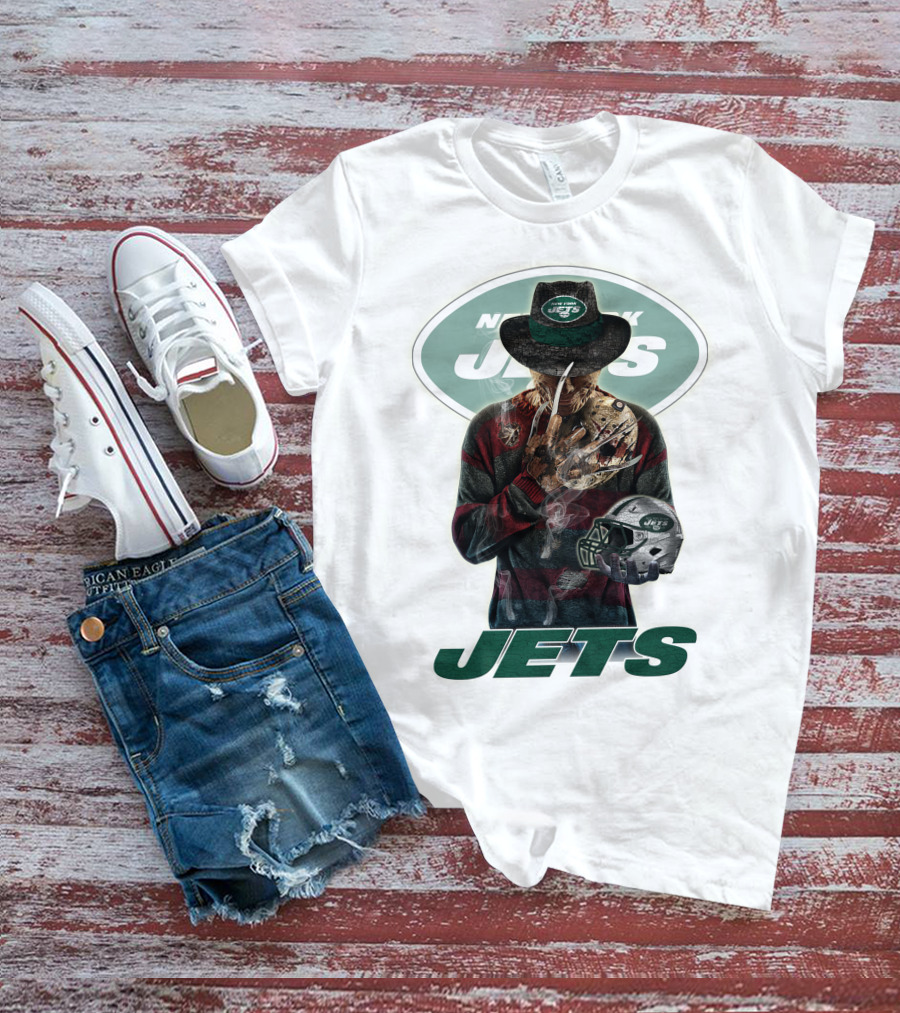 Jason Voorhees New York Jets Freddy Krueger Crossover NFL Football Fan T-Shirt
