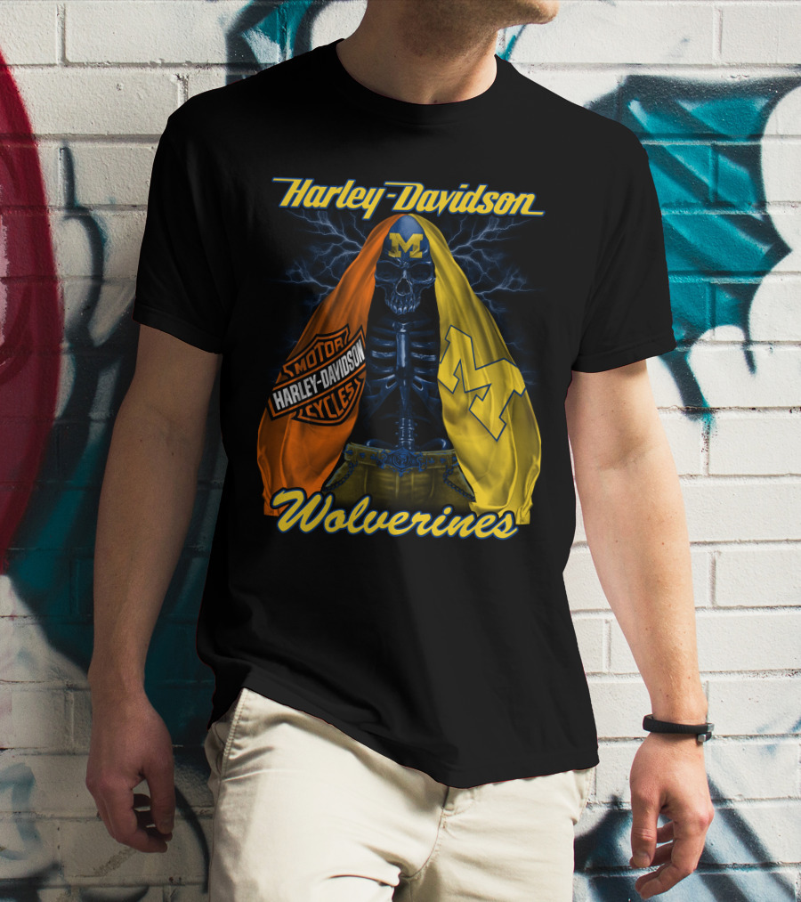 Harley Davidson Motorcycles Michigan Wolverines M2D23 T-Shirt