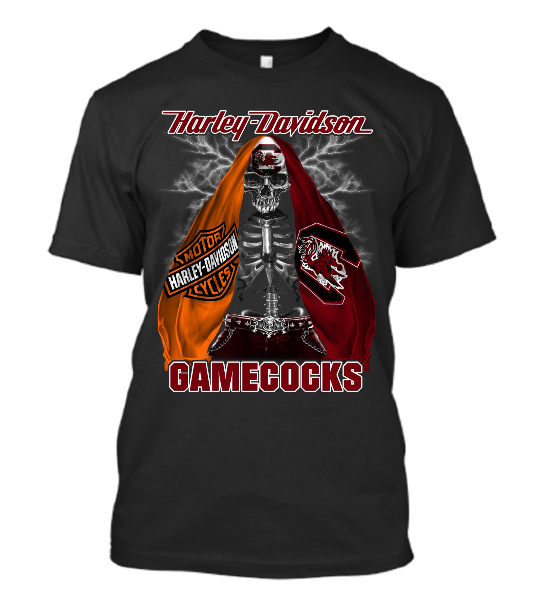 Harley Davidson South Carolina Gamecocks Skeleton Logo M2D23 T-Shirt