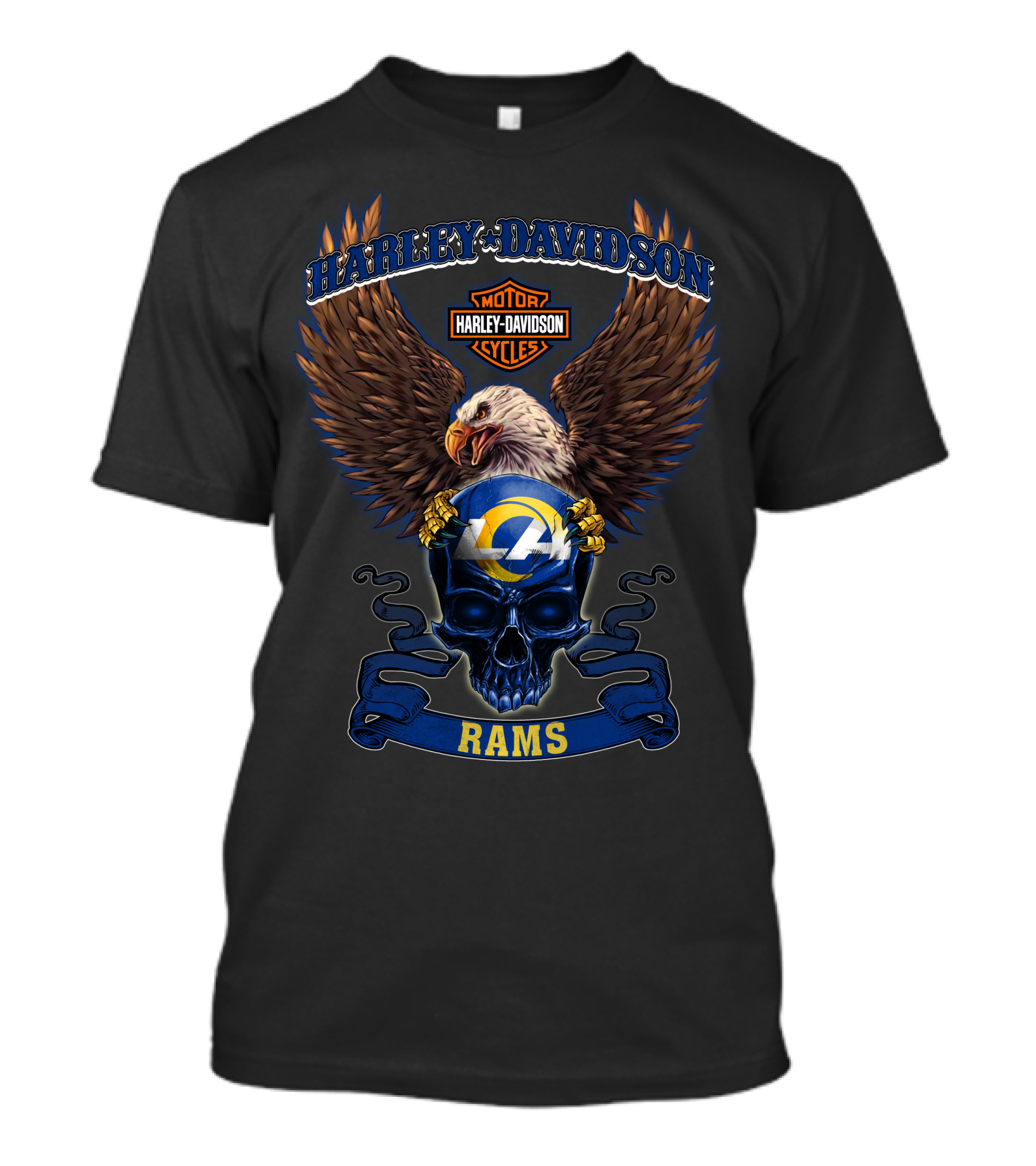 Harley Davidson Los Angeles Rams Eagle Skull Graphic Nfl Crossover T-Shirt