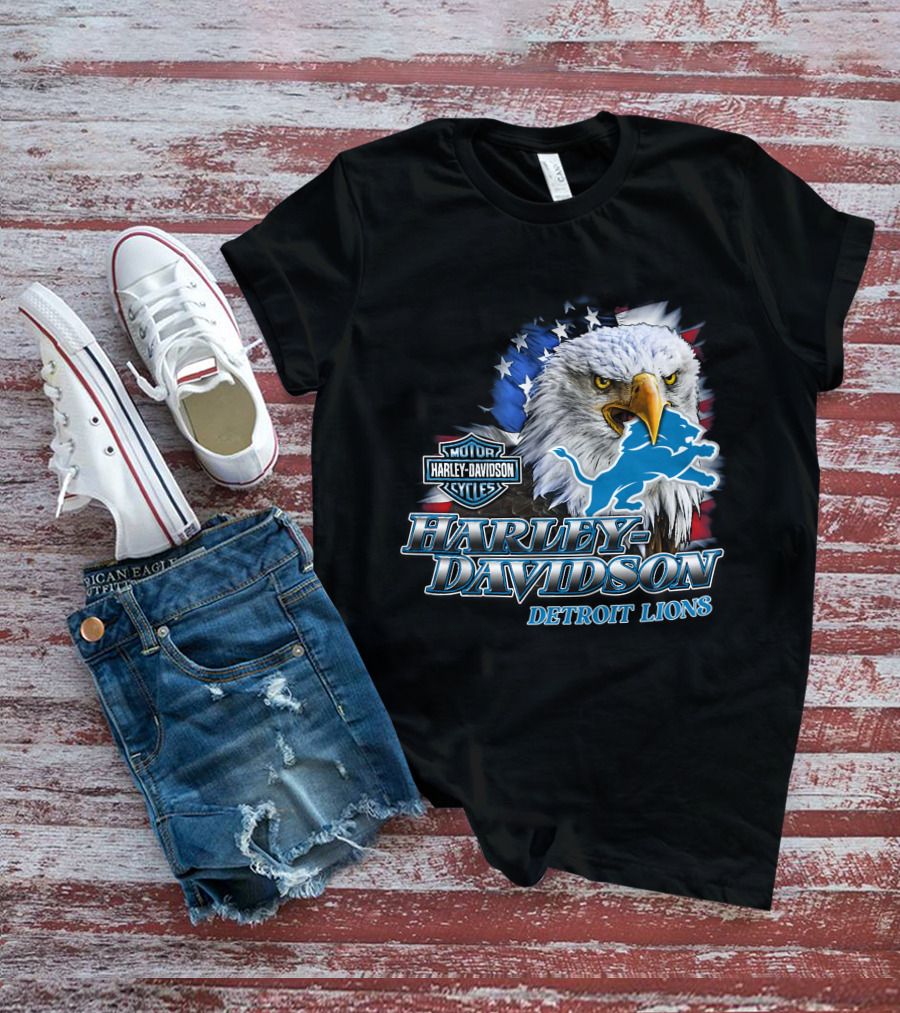 Harley Davidson Detroit Lions American Eagle T-Shirt