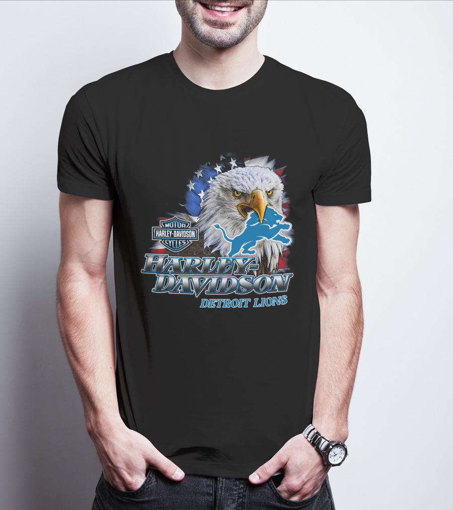Harley Davidson Detroit Lions American Eagle T-Shirt