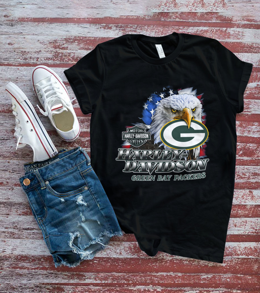 Harley Davidson Green Bay Packers Nfl Eagles T-Shirt