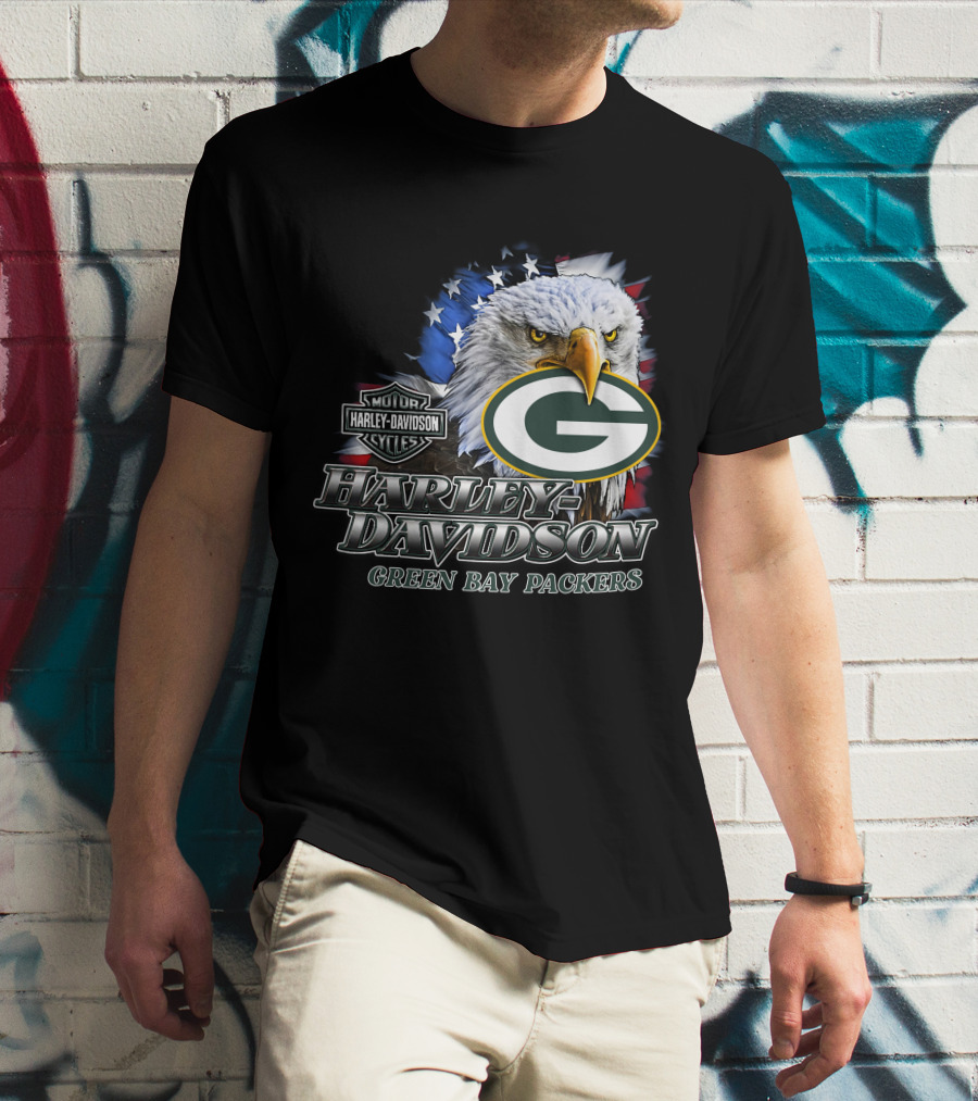 Harley Davidson Green Bay Packers Nfl Eagles T-Shirt