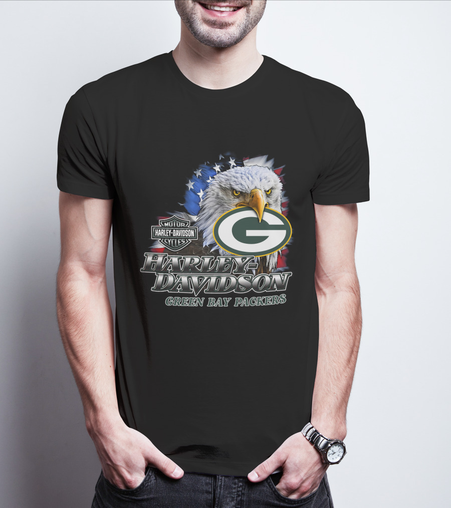 Harley Davidson Green Bay Packers Nfl Eagles T-Shirt