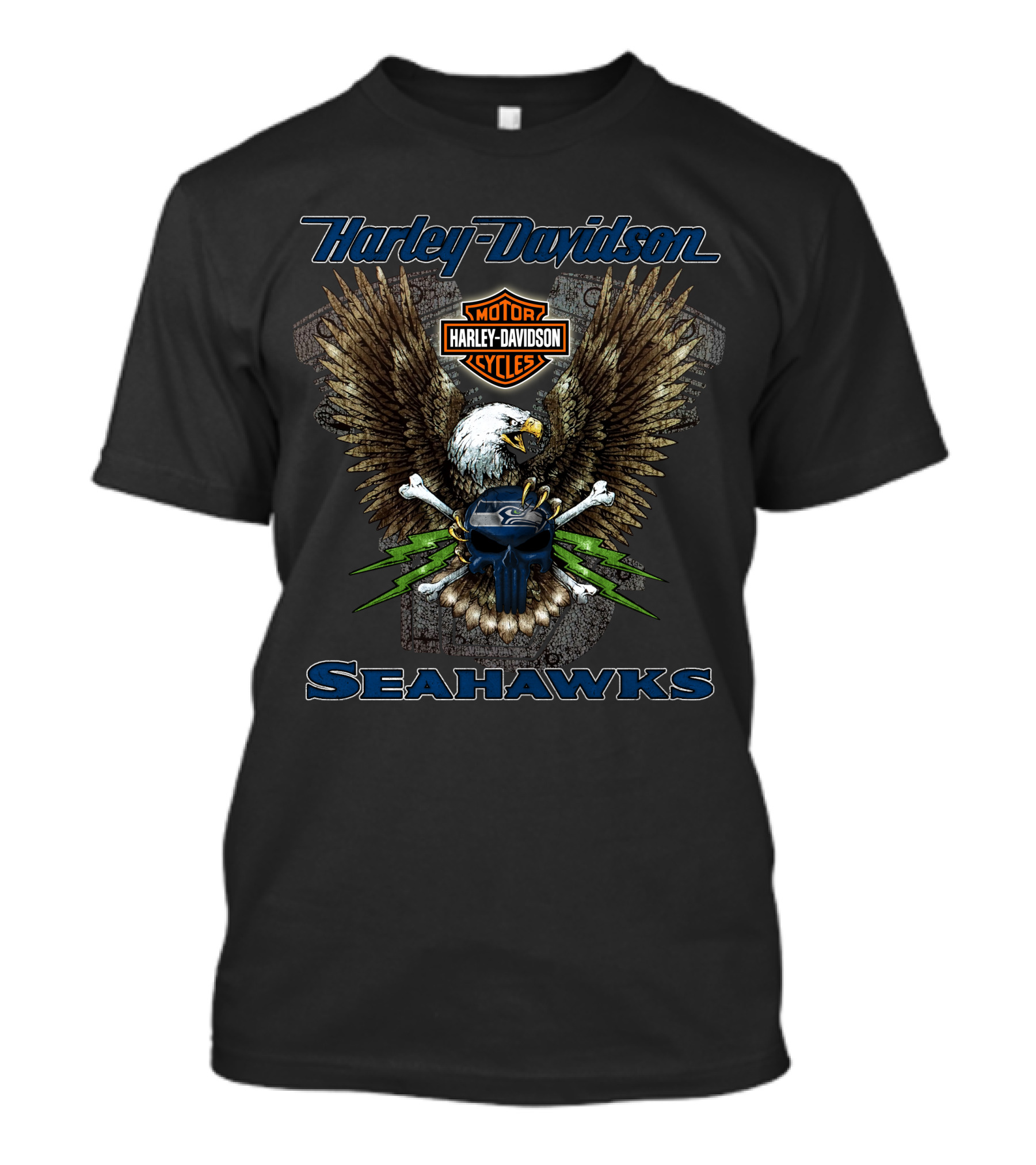 Harley Davidson Seahawks Motor Cycles Eagle T-Shirt