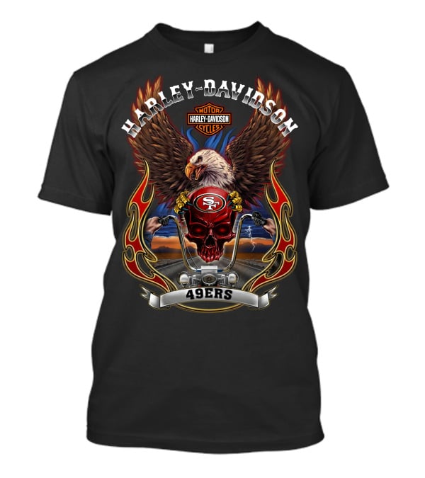 Harley Davidson Motorcycles San Francisco 49ers Eagle And Skull Nfl T-Shirt