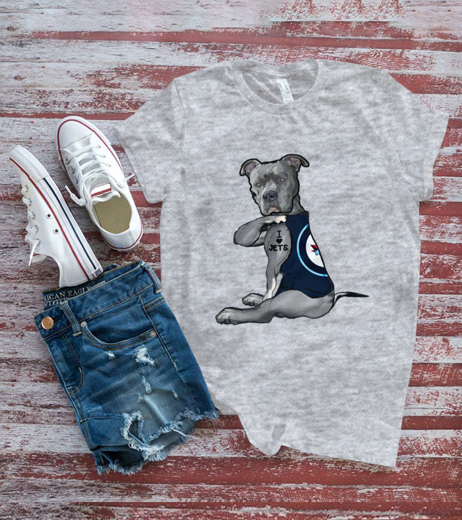 I Love Jets Pitbull Fan With Winnipeg Jets T-Shirt