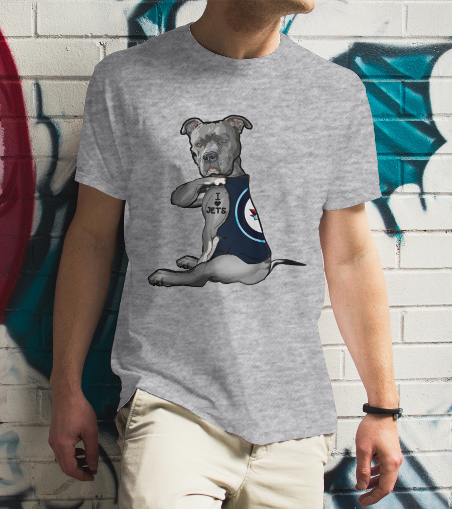 I Love Jets Pitbull Fan With Winnipeg Jets T-Shirt