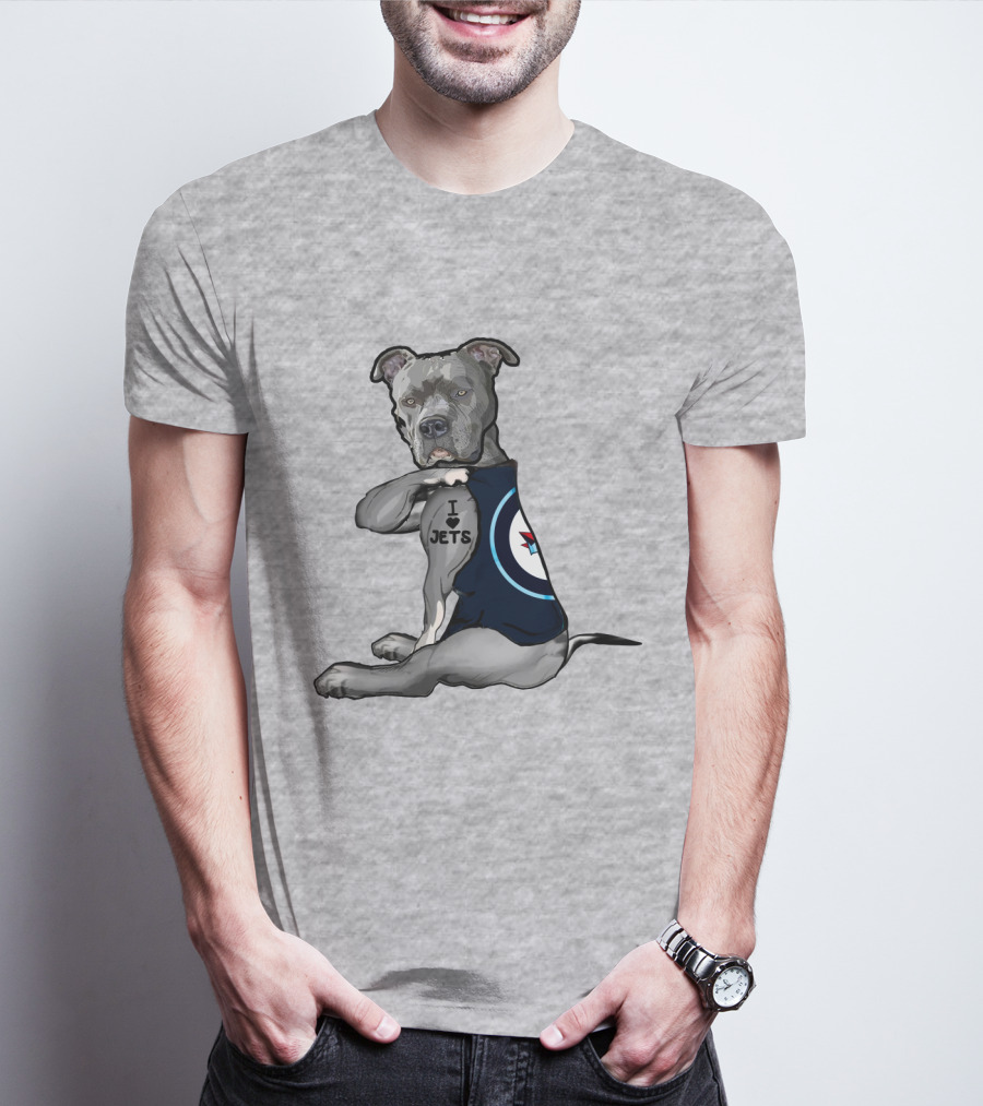 I Love Jets Pitbull Fan With Winnipeg Jets T-Shirt