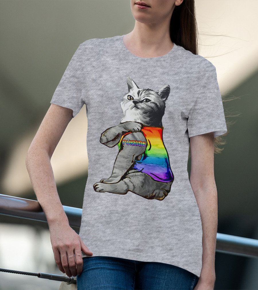 Purride Cat In Rainbow Colors T-Shirt