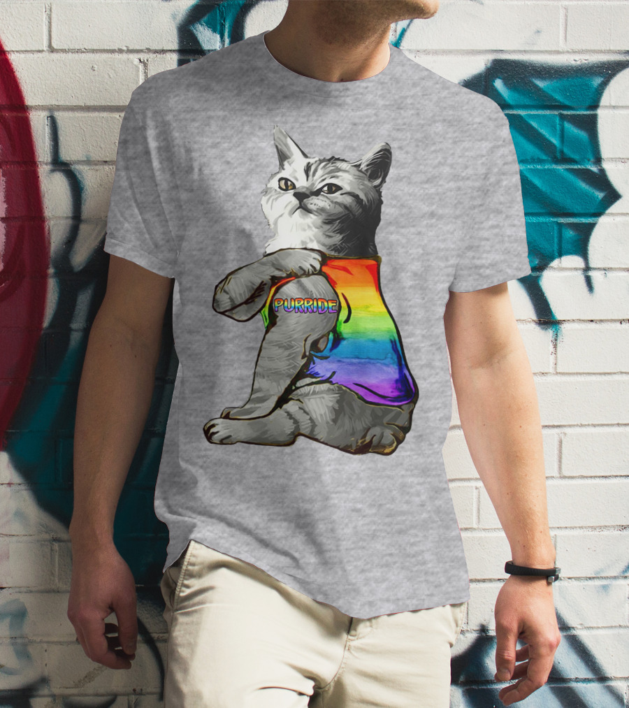 Purride Cat In Rainbow Colors T-Shirt
