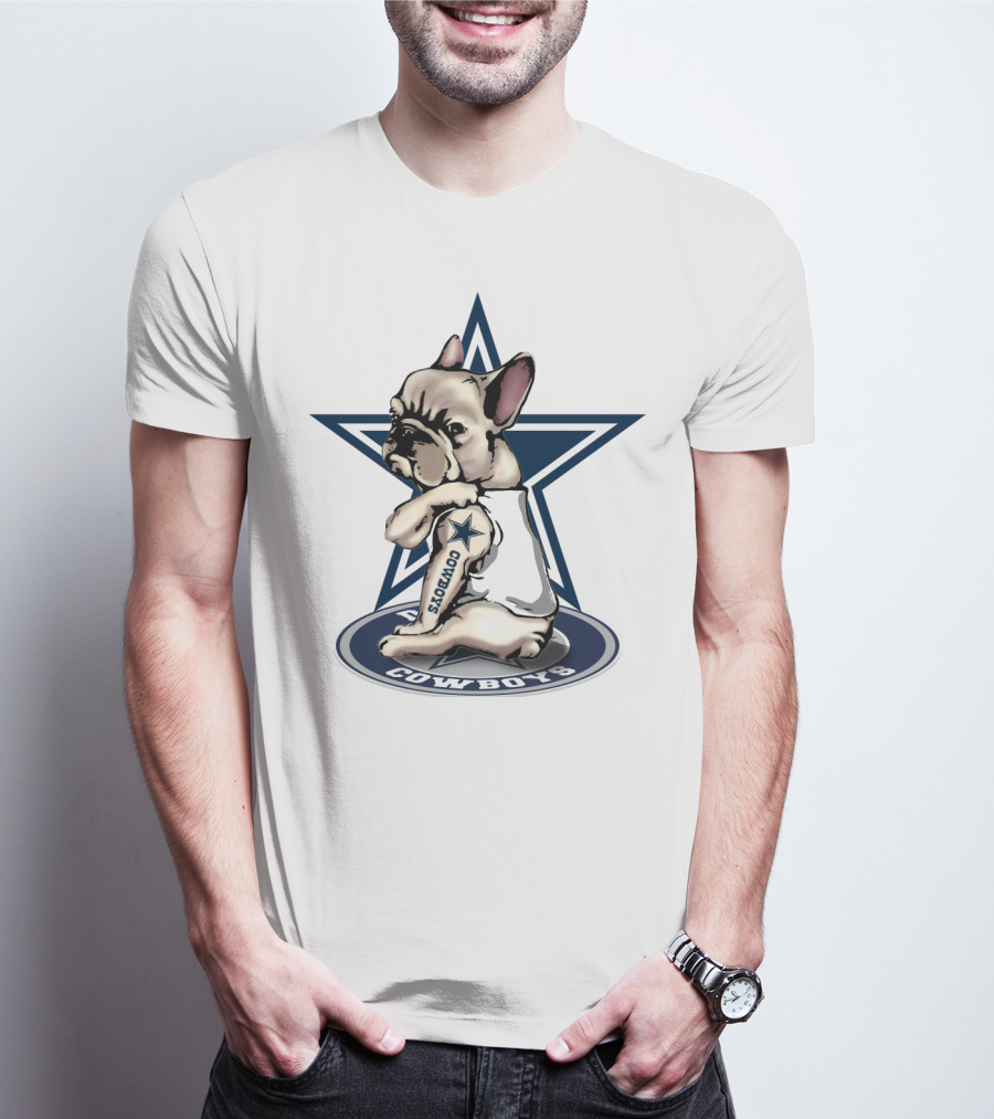 Cowboys French Bulldog Star Logo Tattoo T-Shirt