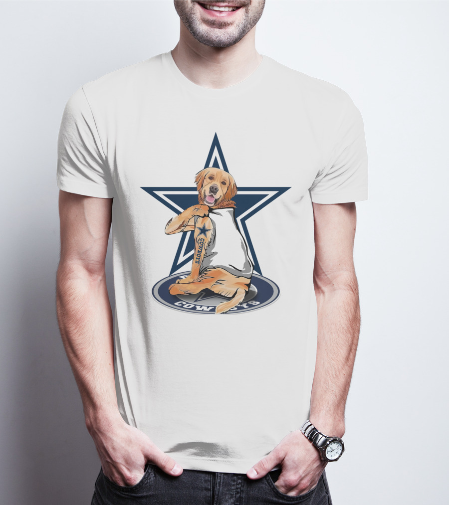 Cowboys Golden Retriever Tattoo Star T-Shirt