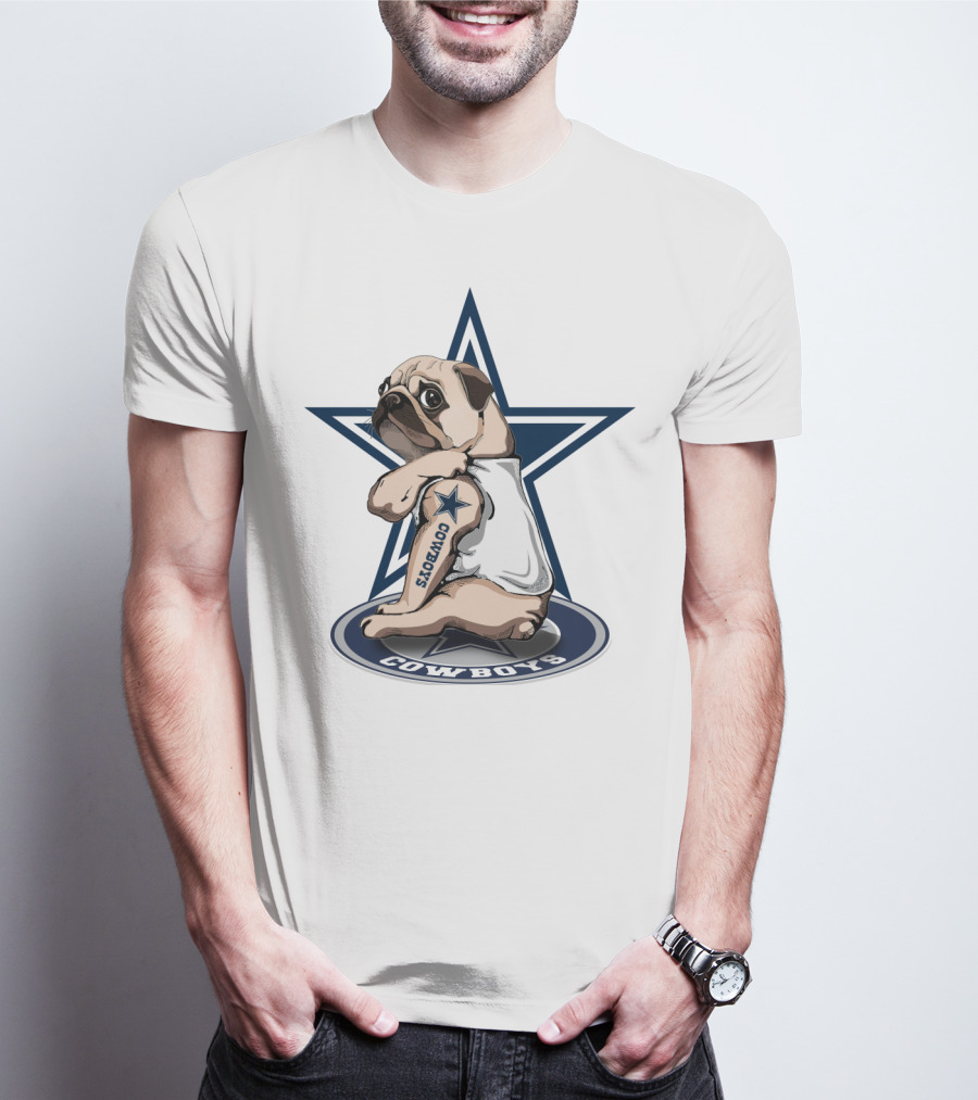 Cowboys Pug Star Logo Tattoo T-Shirt
