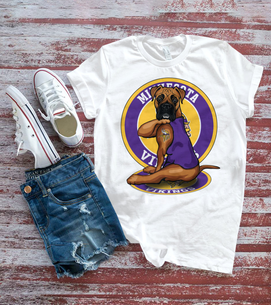 Minnesota Vikings Boxer Dog Tattoo T-Shirt