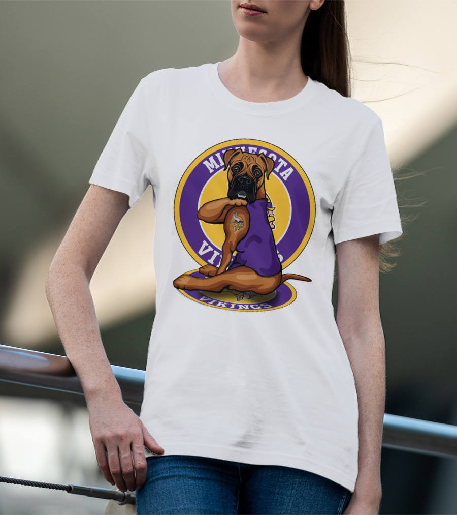 Minnesota Vikings Boxer Dog Tattoo T-Shirt