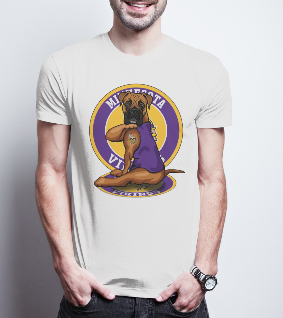 Minnesota Vikings Boxer Dog Tattoo T-Shirt