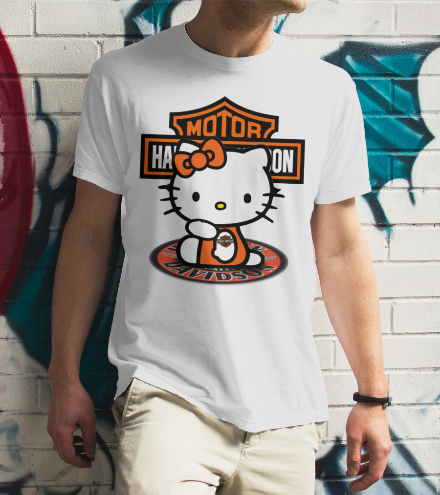 Harley Davidson Hello Kitty Motorcycles Logo Collaboration T-Shirt