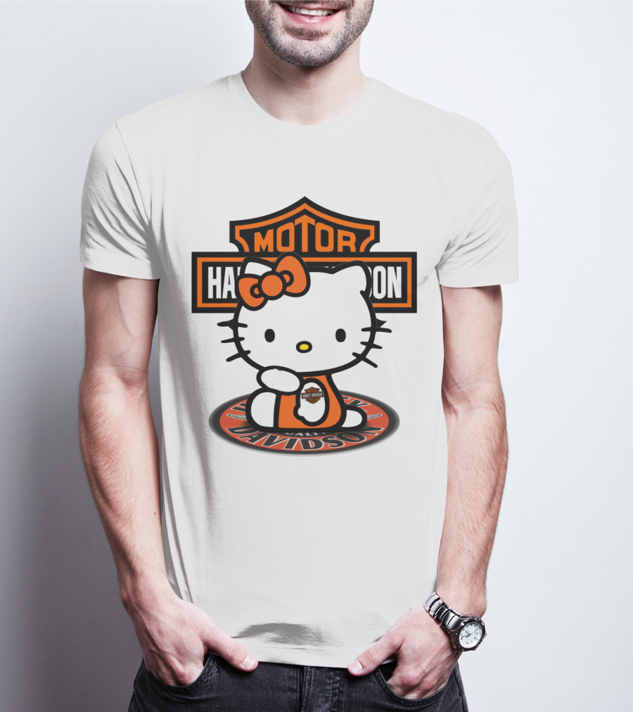 Harley Davidson Hello Kitty Motorcycles Logo Collaboration T-Shirt