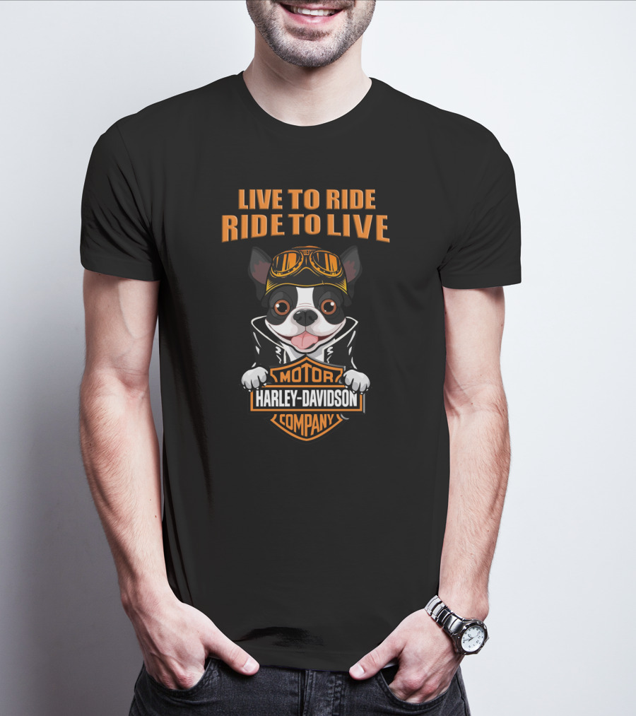 Live To Ride Ride To Live Motor Harley Davidson Company Dog With Goggles T-Shirt