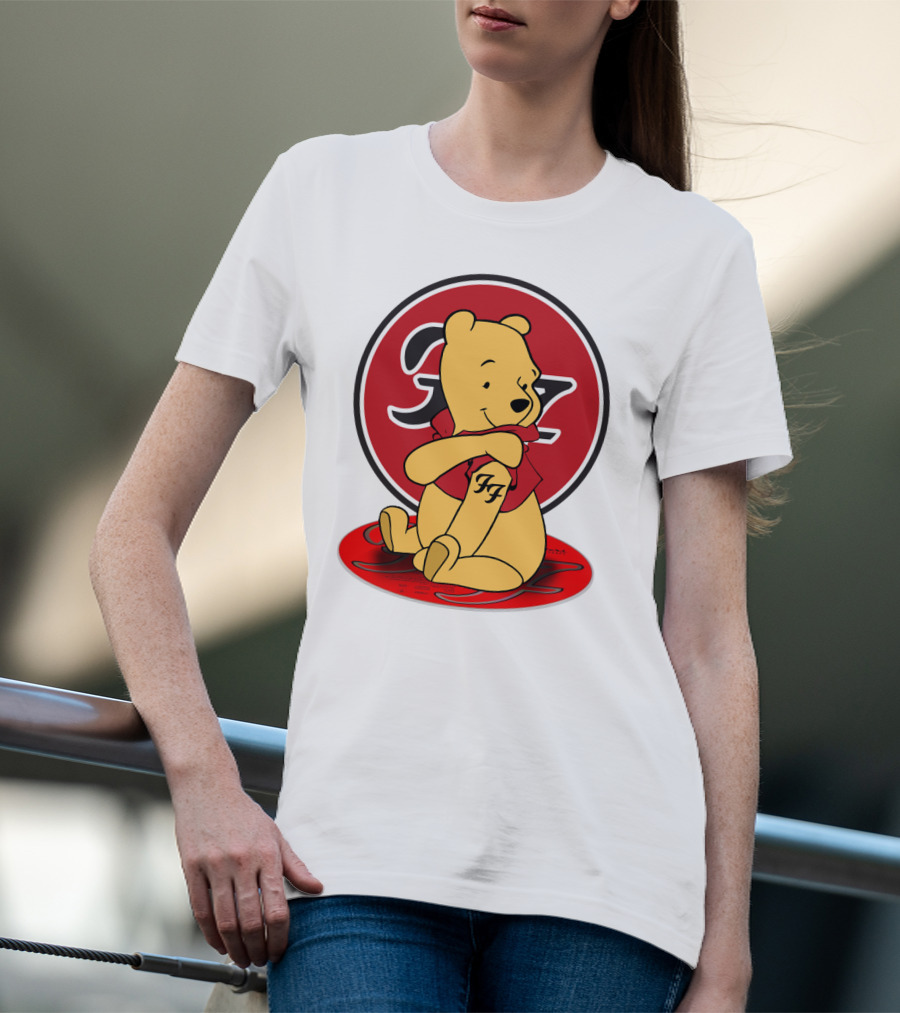 Pooh Bear Foo Fighters Logo Crossover T-Shirt