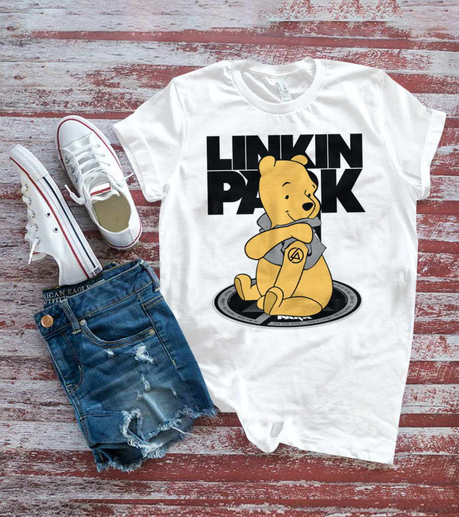 Linkin Park Pooh Bear Cuddling With Iconic T-Shirt