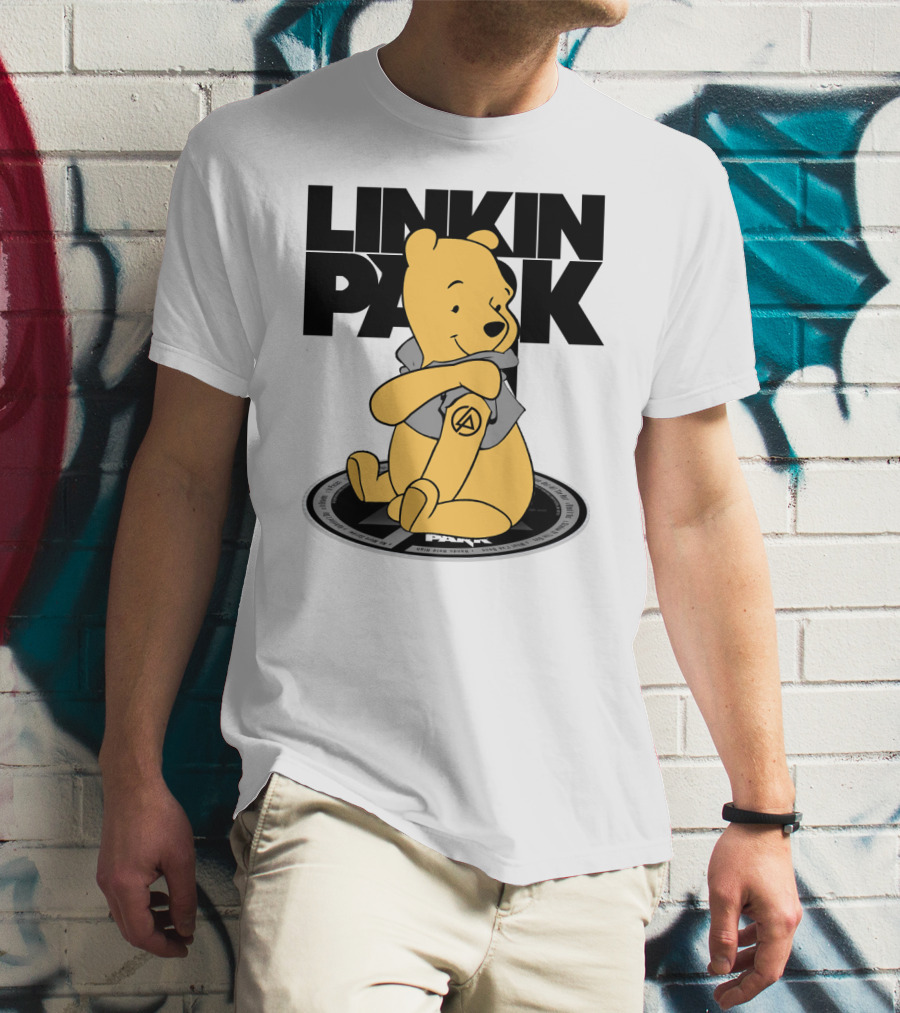 Linkin Park Pooh Bear Cuddling With Iconic T-Shirt