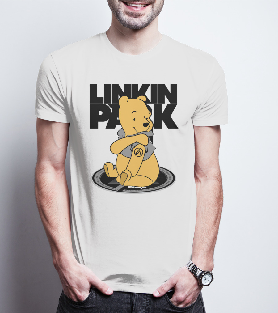 Linkin Park Pooh Bear Cuddling With Iconic T-Shirt