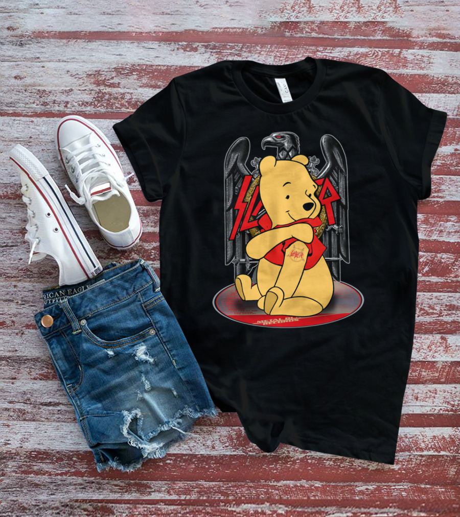 Pooh Slayer Winnie With Metal Eagle Emblem T-Shirt