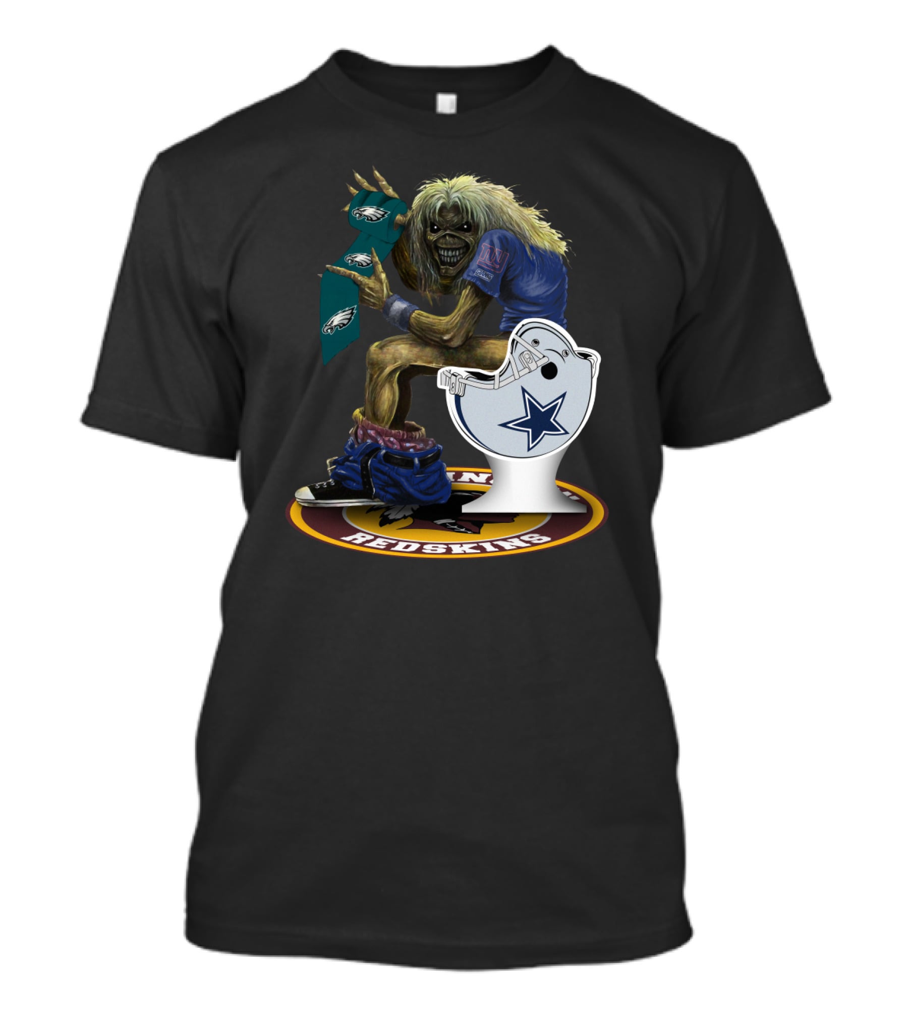 Eddie With Nfl Giants Eagles Cowboys Redskins Logos T-Shirt
