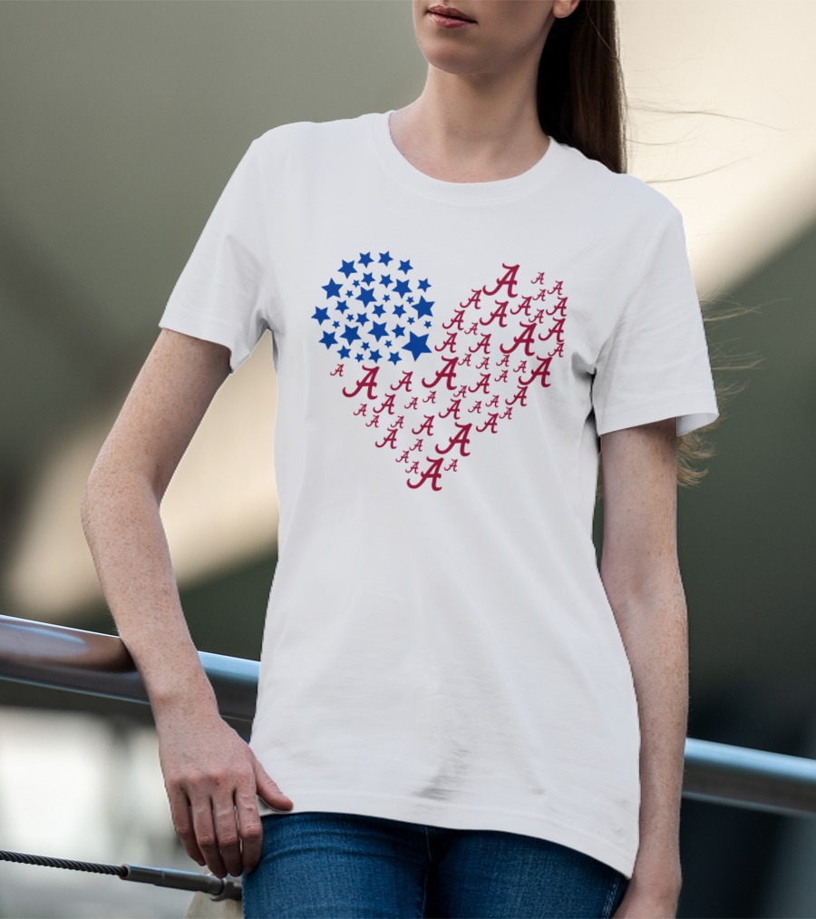 Heartflag Alabama Stars Red Blue T-Shirt