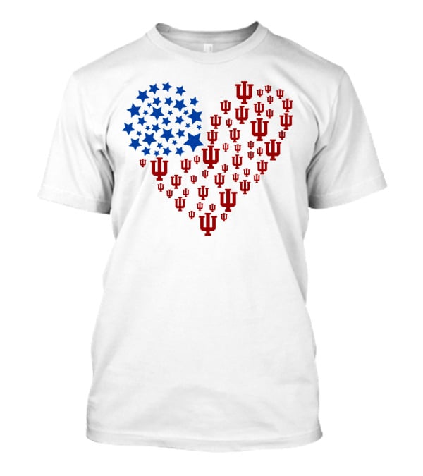 Heartflag Indiana University Stars And Iu Logo Ncaa T-Shirt