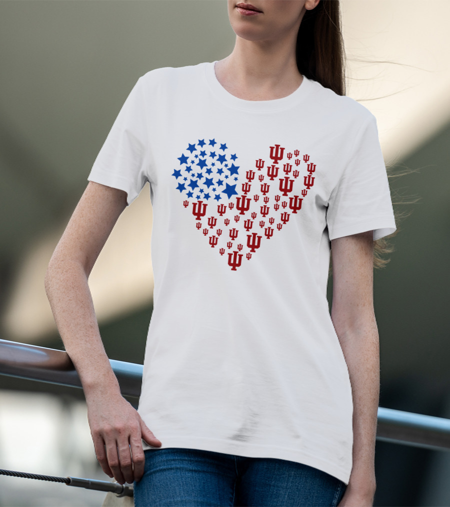 Heartflag Indiana University Stars And Iu Logo Ncaa T-Shirt