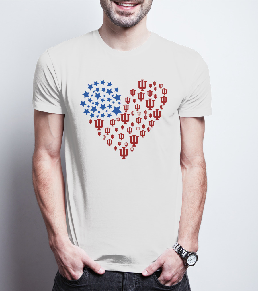 Heartflag Indiana University Stars And Iu Logo Ncaa T-Shirt