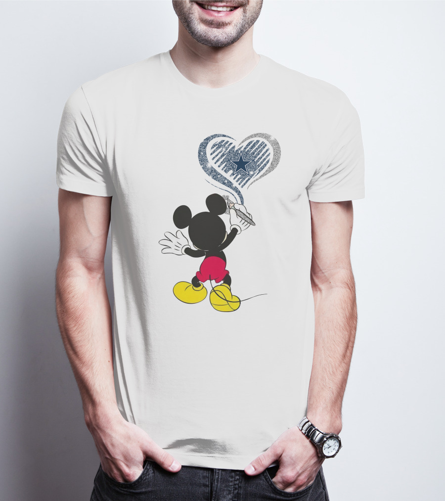 Mickey Painting Dallas Cowboys Heart Star T-Shirt