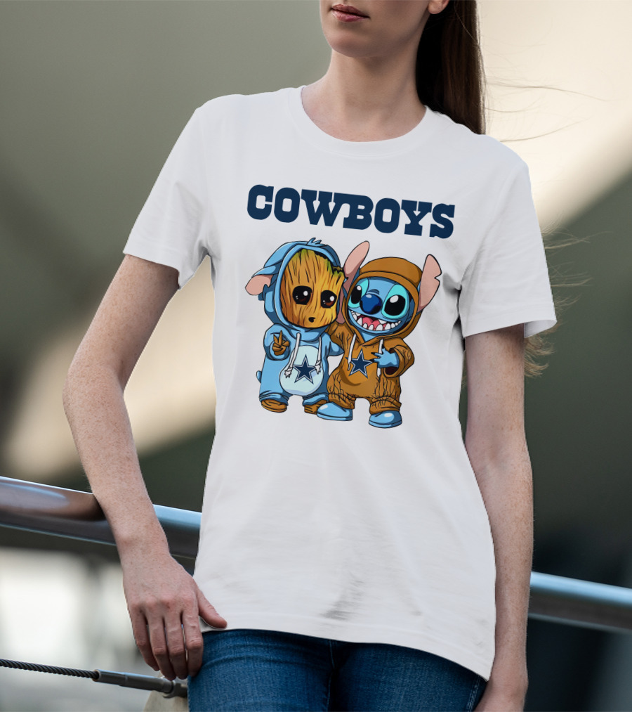 Cowboys Groot Stitch NFL Disney Collaboration T-Shirt